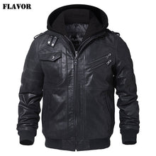 Load image into Gallery viewer, Men&#39;s Real Leather Jacket Men Motorcycle Removable Hood winter coat Men Warm Genuine Leather Jackets