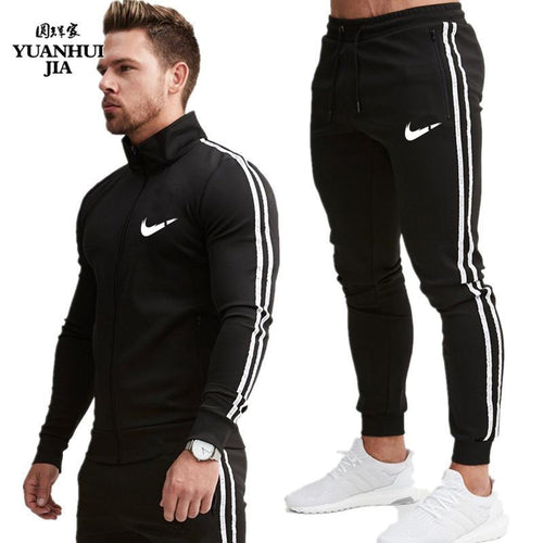 New Brand Tracksuit Fashion high quality Men Sportswear Two Piece Sets All Cotton Fleece Thick hoodie+Pants Sporting Suit Male