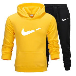 Free Shipping New 2019 Brand Tracksuit Fashion Hoodies Men Sportswear Two Piece Sets Fleece Thick hoody+Pants Sporting Suit Male