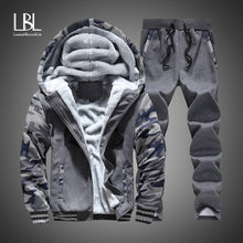 Load image into Gallery viewer, New Winter Tracksuits Men Set Thick Fleece Hoodies+Pants Suit Zipper Hooded Sweatshirt Sportswear Set Male Hoodie Sporting Suits