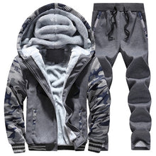 Load image into Gallery viewer, New Winter Tracksuits Men Set Thick Fleece Hoodies+Pants Suit Zipper Hooded Sweatshirt Sportswear Set Male Hoodie Sporting Suits