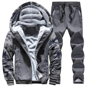 Tracksuit Men Sporting Fleece Thick Hooded Brand-Clothing Casual Track Suit Men Jacket+Pant Warm Fur Inside Winter Sweatshirt